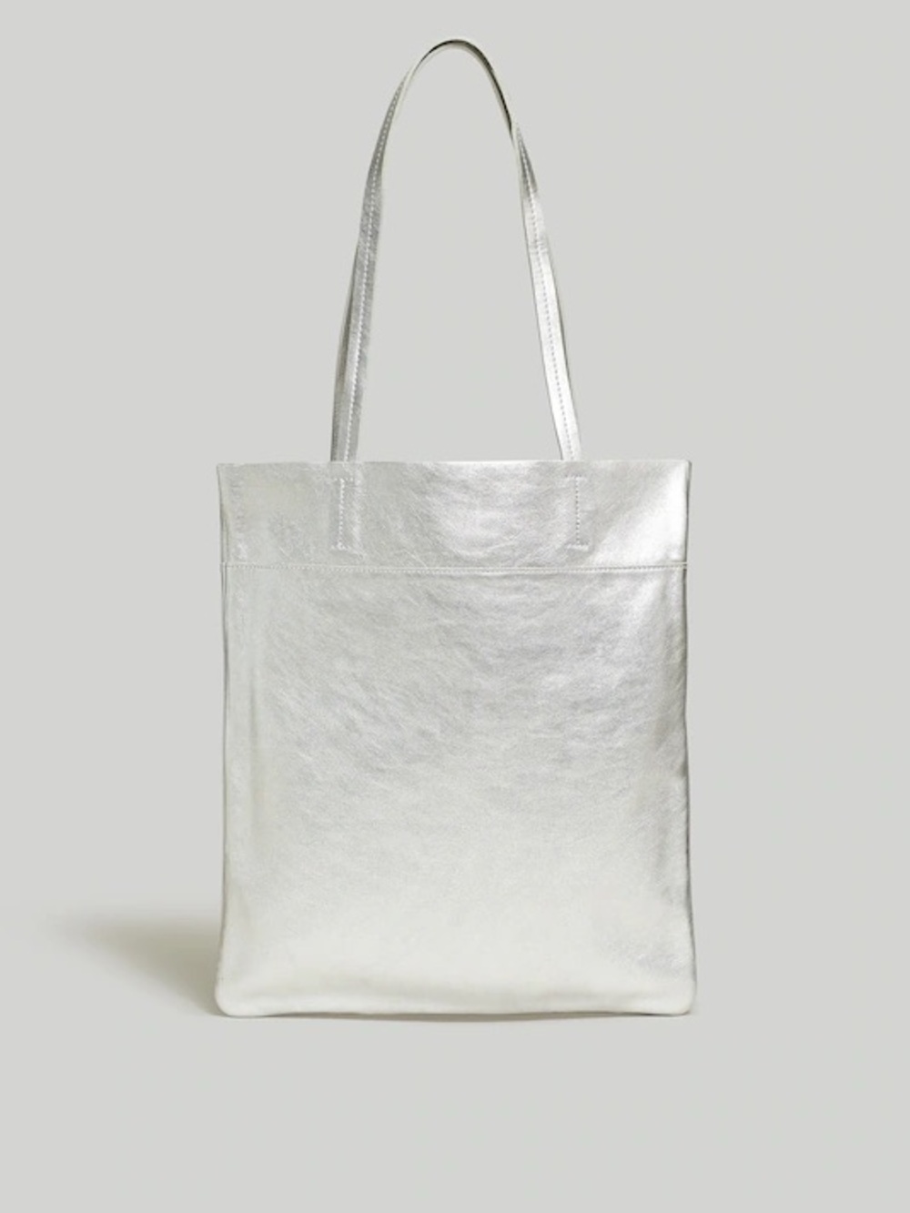 MADEWELL // Silver Metallic Magazine Tote Bag